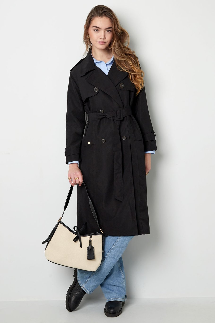 Gabardina básica larga - beige S Imagen11